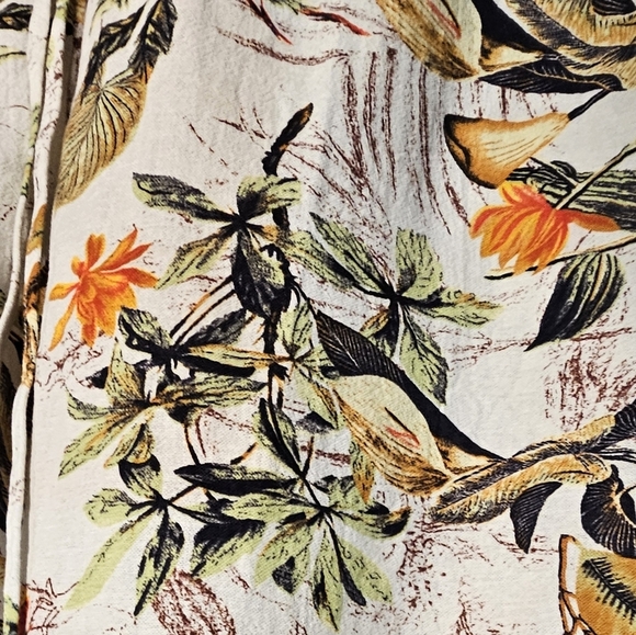 Floral Print Women's 100 % Cotton Pants, Elastic Waist Size L - Picture 3 of 10